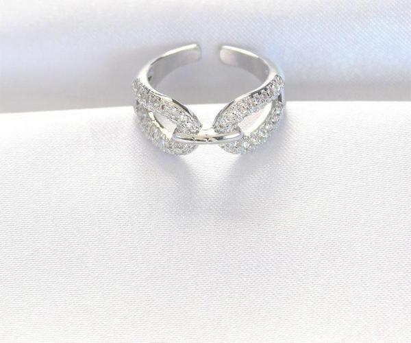 Zirkon Taşlı Silver Renk Ayarlanabilir Yüzük - Image 1