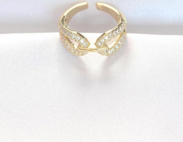 Zirkon Taşlı Gold Renk Ayarlanabilir Yüzük - Image 1