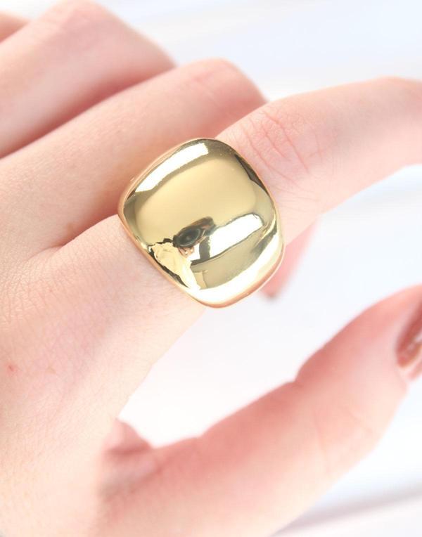 Gold Renk Ayarlanabilir Bombeli Ayna Yüzük - Image 1