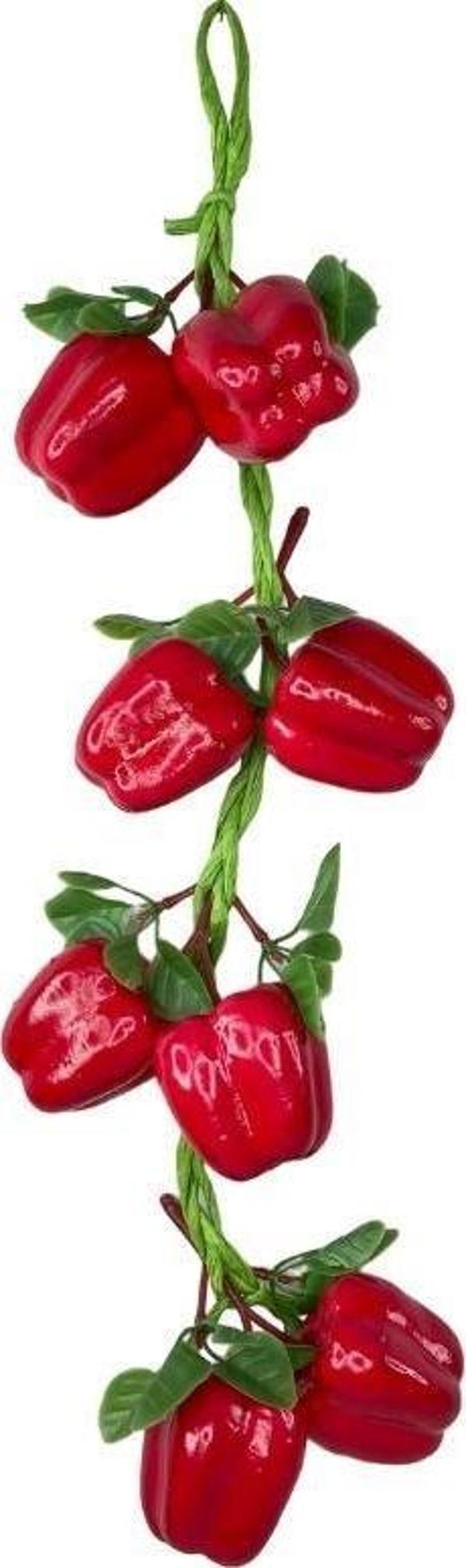 Yapay Kırmızı Kapya Biber Salkımı Süs Sahte Biber Yapay Meyve Sebze  - Image 1