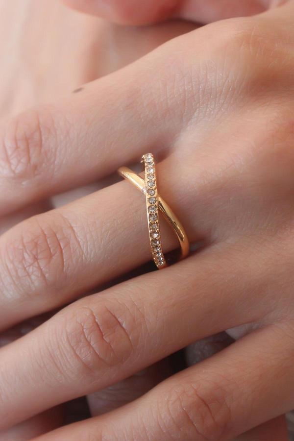 Gold Renk Zirkon Taşlı Kadın Yüzük - Image 1