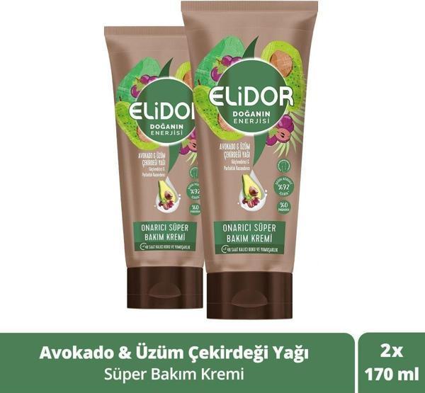 Elidor Doğanın Enerjisi Onarıcı Süper Saç Bakım Kremi Avokado Üzüm Çekirdeği Yağı 170 Ml X2 - Image 1