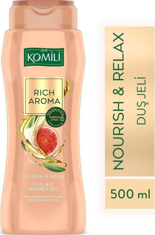 Komili Rich Aroma Nourish&Relax Duş Jeli - İncir Çekirdeği&Zeytinyağı - Kalıcı Parfüm Etkili-500 Ml - Image 1
