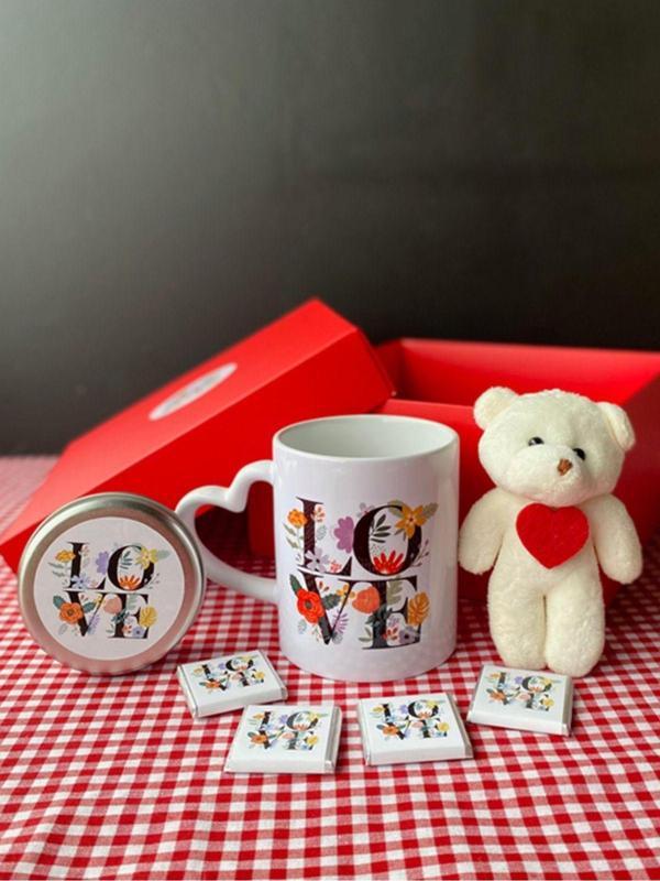 Hepsi Enteresan Kutuda Çikolatalı Love Kupa, Ayıcık Ve Mum, Sevgiliye Hediye, Sevgililer Günü, Doğum Günü Hediyesi - Image 1