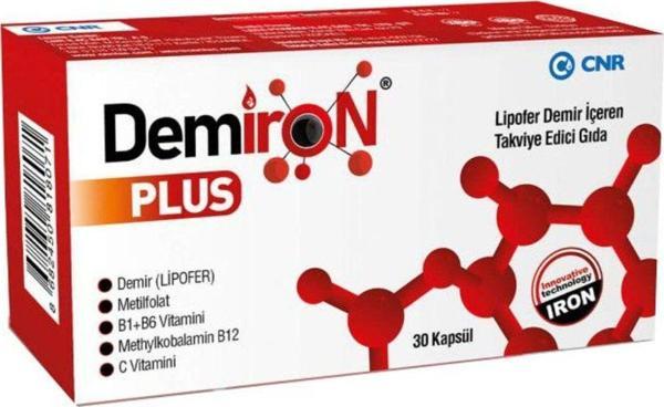 Demiron Plus Microenkapsüle Demir Folik Asit B12 D3 Vitamini (30 Kapsül) - Image 1