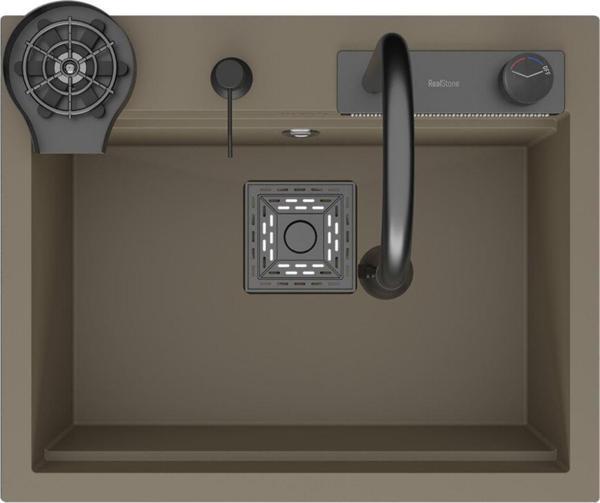 Real Stone Angel Granit Akıllı Eviye Seti Cappucino 60x49 - Image 1