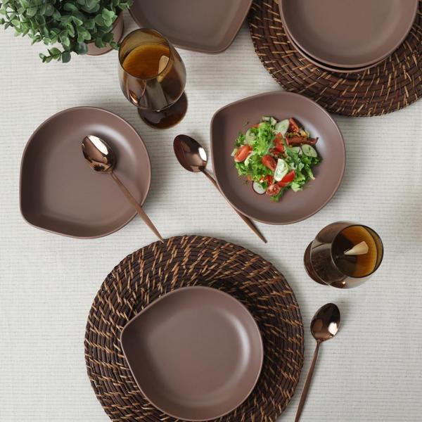 Keramika Mat Açık Taupe Serenity Yemek Tabağı 21 Cm 6 Adet - Image 1
