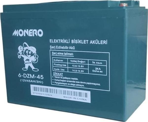 MONERO 12V-45 AMPER (80AMPER EBATLARINDA) DAR E-BIKE AKÜ EBATLAR: 223x121x174mm - Image 1