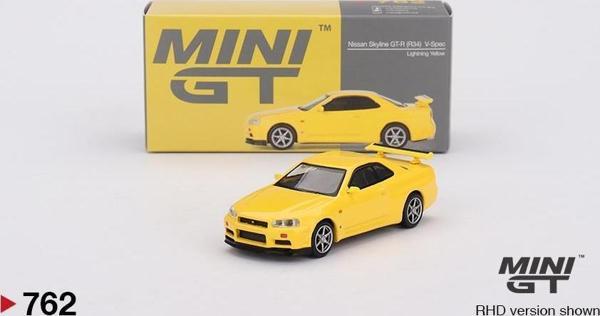 Mini Gt Nissan Skyline GT-R (R34) V-Spec Lightning Yellow 762 - Image 1