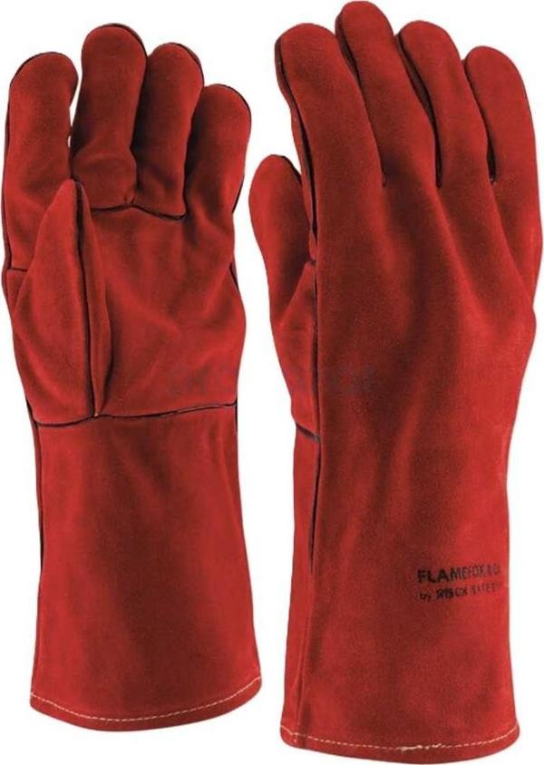 Kırmızı Deri Kaynakçı Eldiveni Aran Rock Safety Flamefox R-6A - Image 1