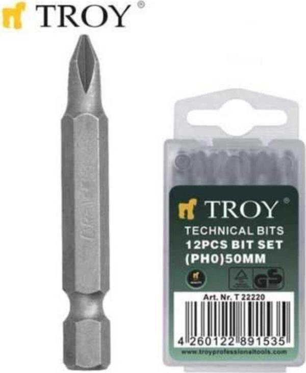 Troy 22222 Bits Uç Seti (Ph2X50 mm, 12Adet) - Image 1