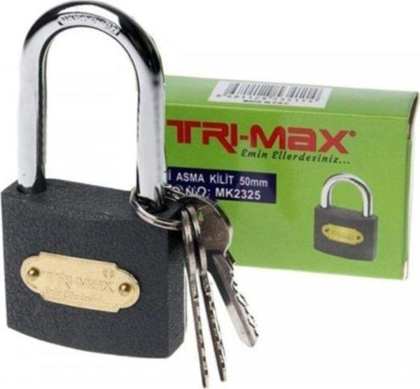 Trimax Tri-Max Gri Döküm Uzun Asma Kilit 50 mm - Image 1