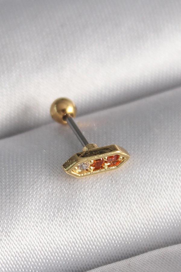 316L Çelik Gold Renk Turuncu Zirkon Taşlı Tragus Piercing - Image 1