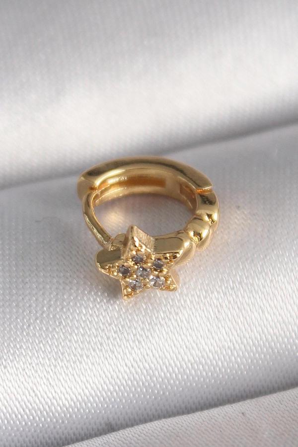 316L Çelik Gold Renk Zirkon Taşlı Yıldız Model Tragus Piercing - Image 1