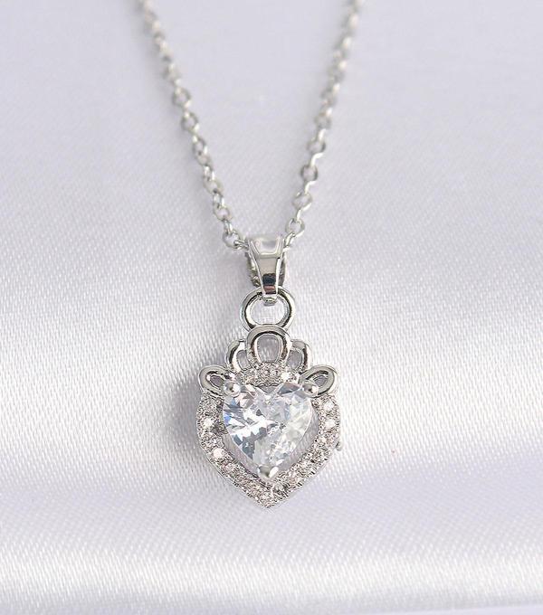 316L Çelik Zincir Gümüş Renk Zirkon Taşlı Rapunzel Kolye - Image 1