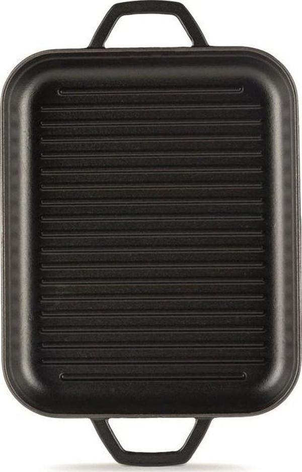 Hosse 26X32 Çift Kulplu Dikdörtgen Izgara Tava - Mat Siyah - Image 1