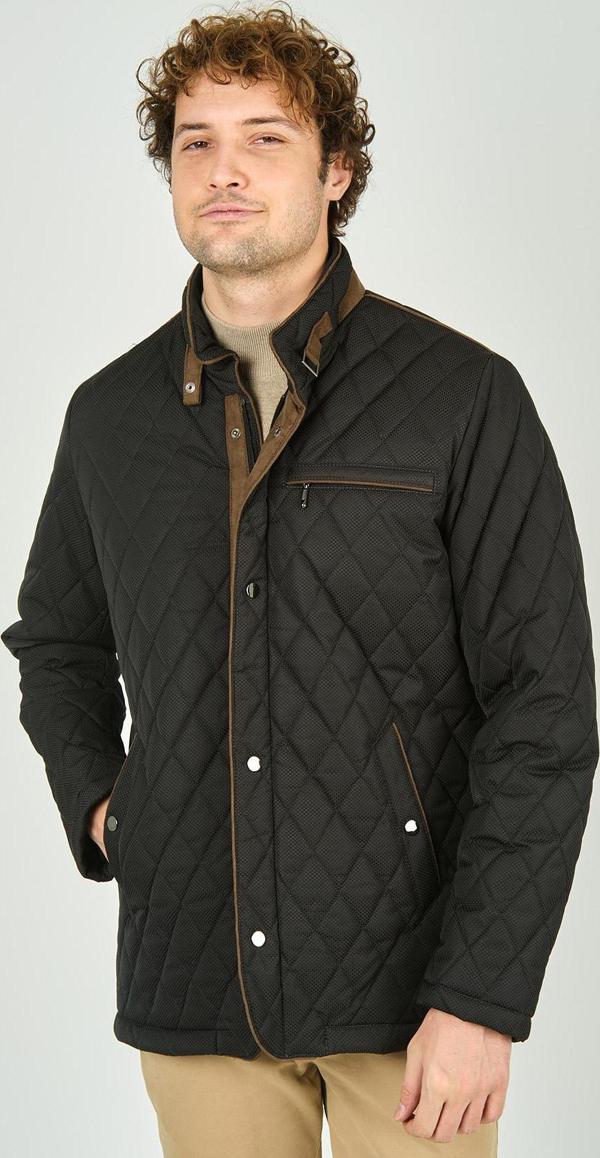 Daynax Erkek Dik Yaka Fermuar ve Çıtçıt Kapamalı Kapitone Kaban 1000 Koyu Yeşil - Image 1