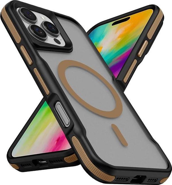 Apple iPhone 16 Pro Max Kılıf Magsafe Şarj Özellikli Renkli Kenar Airbag Şeritli Zore Lamer Kapak - Image 1