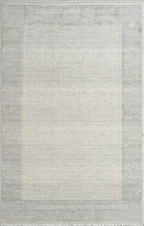 Royal Halı Kim Royal KC03A Krem Gri Akrilik Yumuşak Dokulu Modern Çerçeveli Halı - Image 1