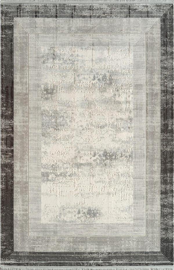 Royal Halı Kim Royal KC04A Antrasit Gri Akrilik Yumuşak Dokulu Modern Çerçeveli Halı - Image 1