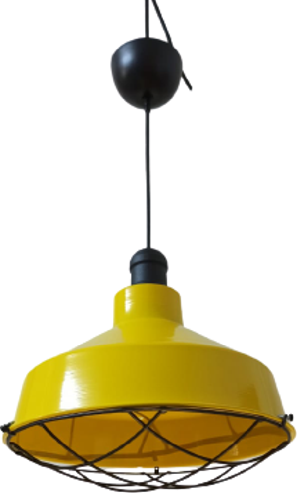 Dylight Retro Metal Sarı Kafesli Dekoratif Tekli Kafe Mutfak Aydınlatma Avize Çap:30 cm - Image 1