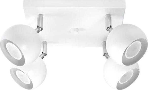Rsylight Retro Beyaz Kare 180 Derece Hareketli Modern Spor 4 Lü Led Spot Avize Günışığı Ampullü - Image 1