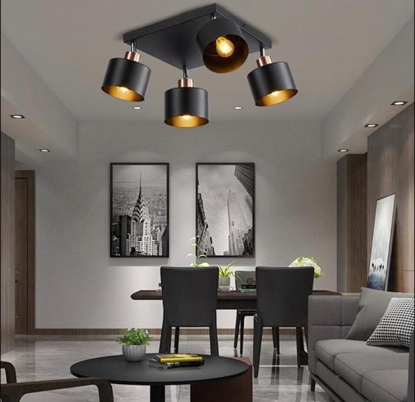 Rsylight Retro Metal 180 Derece Hareketli 4 Lü Kare Dekorarif Tavan Plofyoner Avize - Image 1