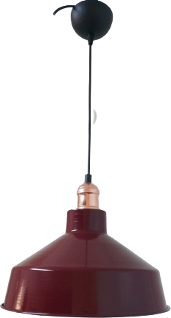 Retro Metal Bordo Bakır Duylu Dekoratif Ruktik Tekli Sarkıt Kafe Mutfak Aydınlatma Çap:30 cm - Image 1