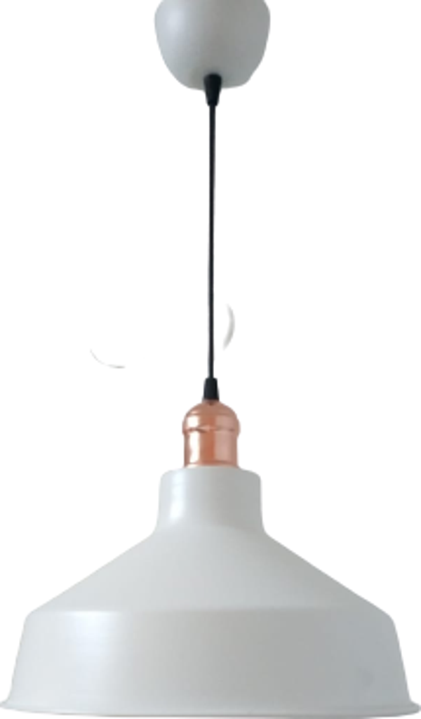 Retro Metal Dekoratif Beyaz İçi Beyaz Bakır Duylu Tekli Sarkıt Avize Çap:30 cm - Image 1