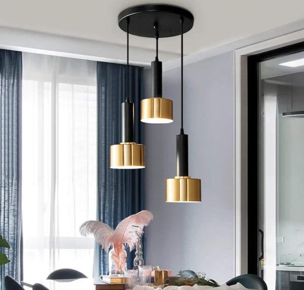 Rsylight Retro Metal Rustik Siyah Gold 3 Lü Dekoratif Sarkıt Avize Çap:30 Cm - Image 1