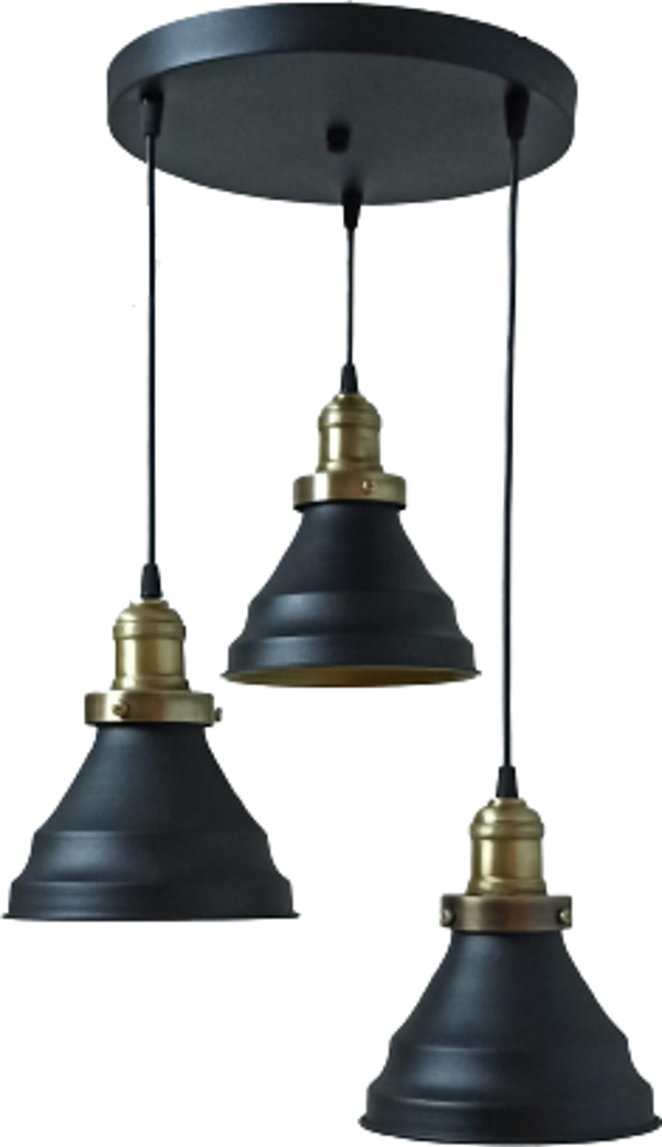 Retro Metal Siyah 3 Lü Dekoratif Rustik Sarkıt Avize Çap:30 cm - Image 1