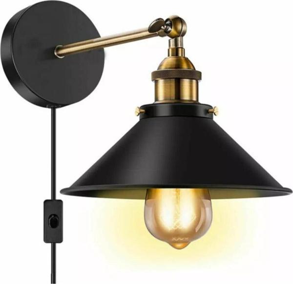 Rsylight Retro Rustik Dekoratif Rustik Siyah Anahtarlı Kablolu Duvar Aplik - Image 1