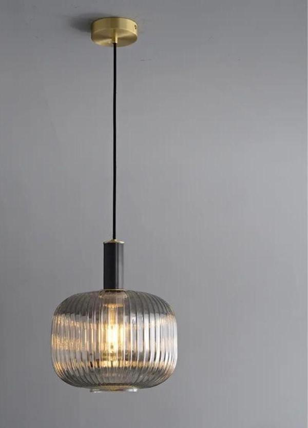 Rsylight Rustik Dekoratif Metal Modern Siyah Füme Opal Camlı Tekli  Avize  - Image 1