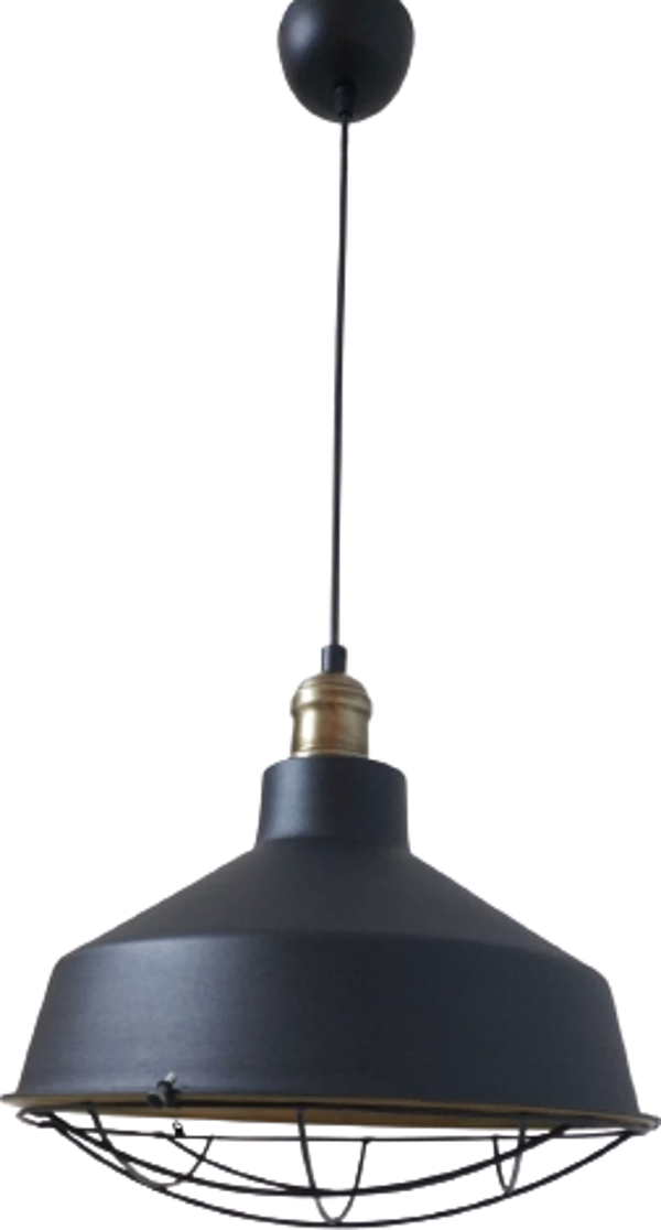 Retro Metal Siyah Dekoratif Eskitme Duylu Kafesli Siyah İçi Siyah Kafe Mutfak Avize Çap:30 cm - Image 1