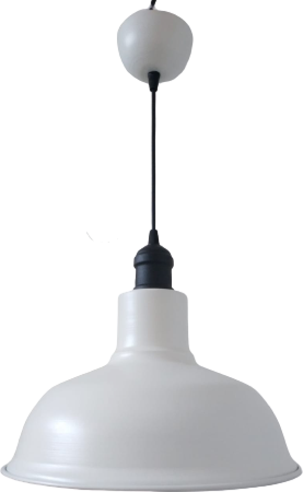 Rys Retro Metal Dekoratif Beyaz İçi Beyaz Siyah Duylu Tekli Sarkıt Avize Çap:30 cm - Image 1