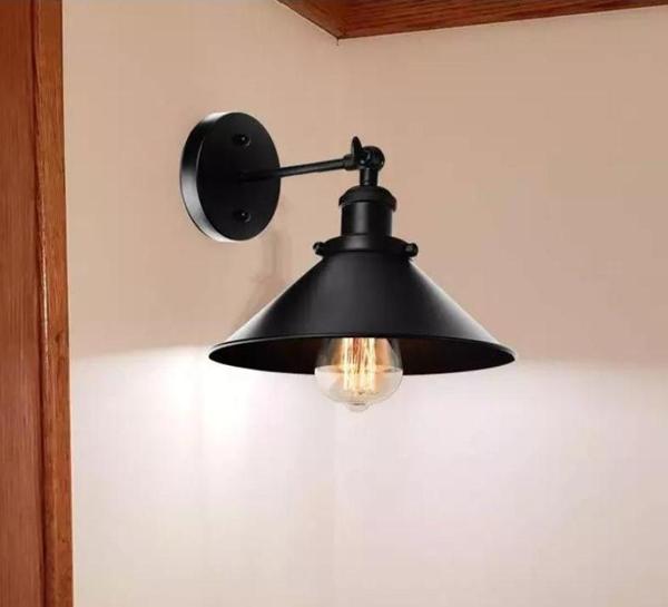 Rys Retro Metal Dekotatif Siyah Rustik Mafsallı Duvar Aplik - Image 1