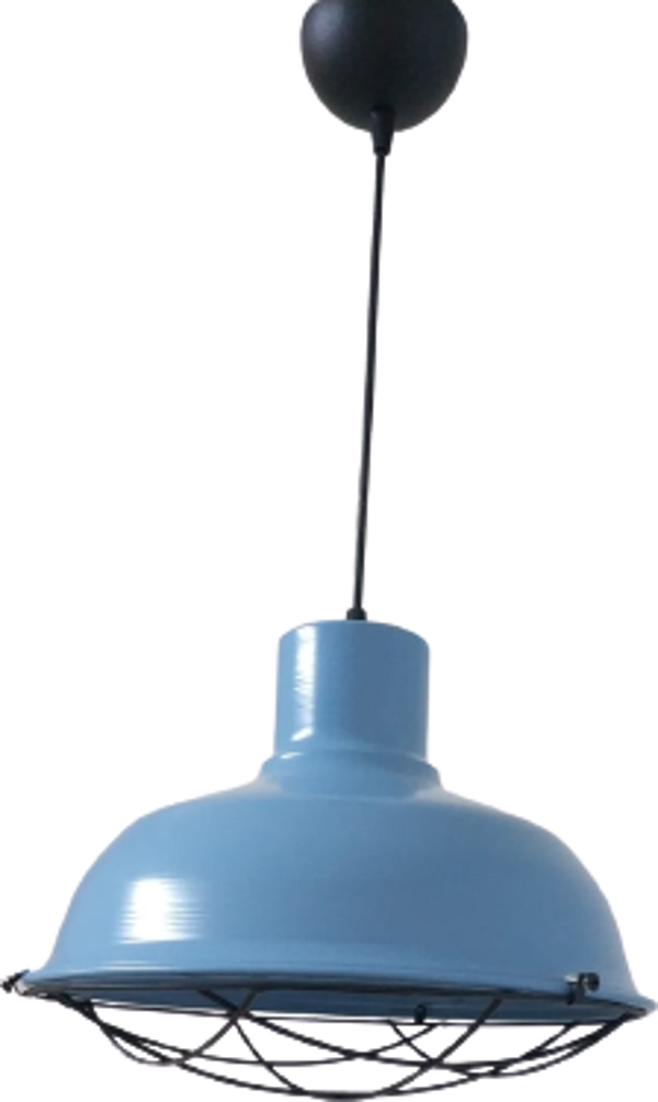 Rys Retro Metal Mavi Dekoratif Tekli Kafesli Kafe Mutfak Sarkıt Avize Çap:30 cm - Image 1
