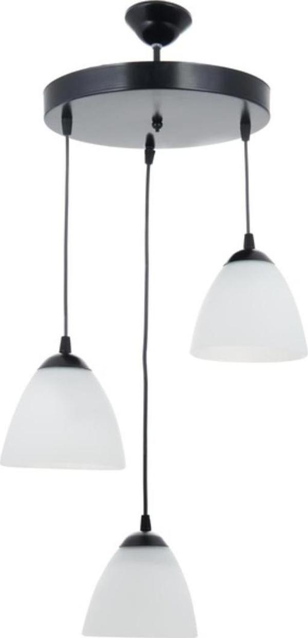 Rys Retro Metal Opal camlı 3 lü Dekoratif Modern Sarkıt Avize Çap:30 cm - Image 1