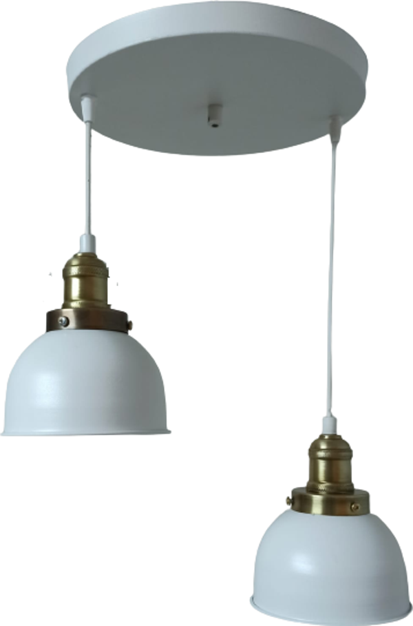 Dylight Retro Metal Beyaz 2 li Eskitme Duylu Dekoratif Rustik Sarkıt Avize Çap :30 cm - Image 1