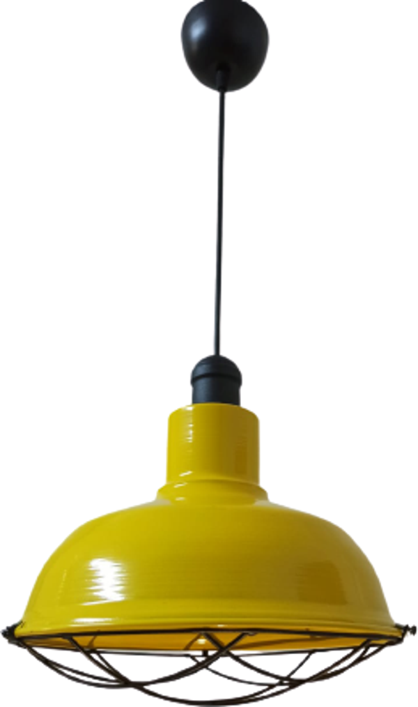 Rys Retro Metal Sarı Kafesli Dekoratif Tekli Kafe Mutfak Aydınlatma Avize Çap:30 cm - Image 1