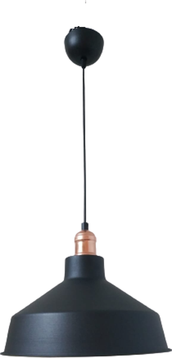 Rys Retro Metal Siyah Dekoratif Bakır Duylu Siyah İçi Siyah Kafe Mutfak Avize Çap:30 cm - Image 1