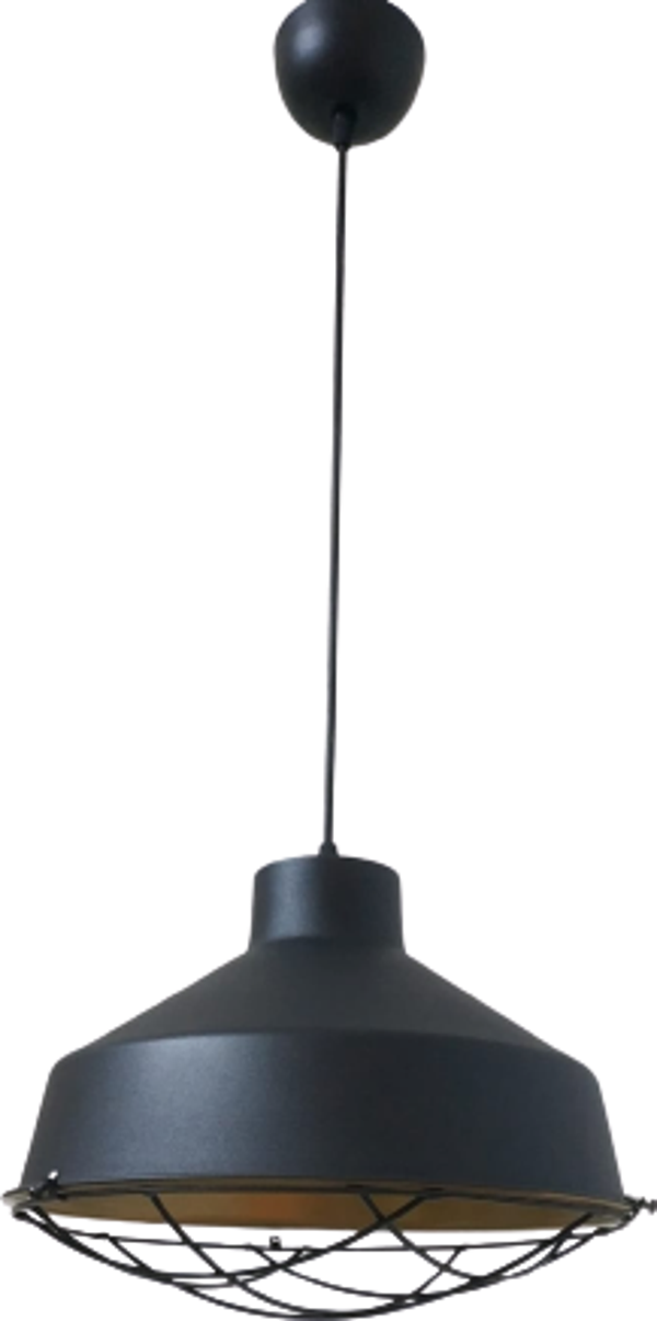 Rys Retro Metal Siyah Dekoratif Kafesli Siyah İçi Gold Kafe Mutfak Avize Çap:30 cm - Image 1