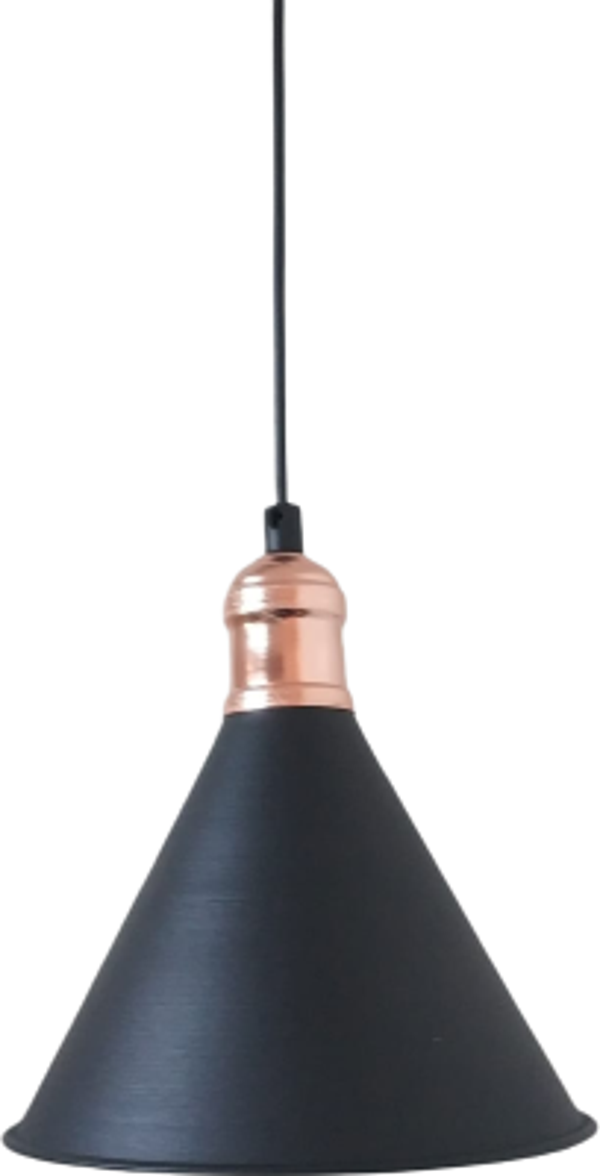 Rys Retro Metal Siyah İçi Gold Dekoratif Tekli Rustik Sarkıt Avize Çap:17 cm - Image 1