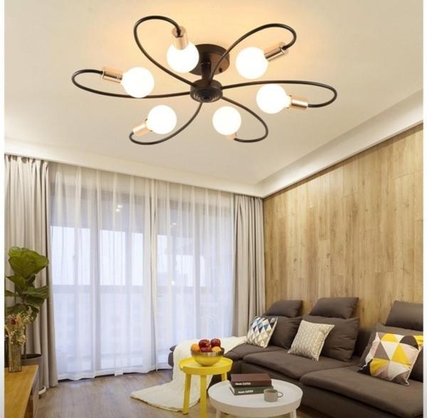 Retro Metal Siyah 6 Lı Tavan Ploftoner Rustik Dekoratif Avize - Image 1