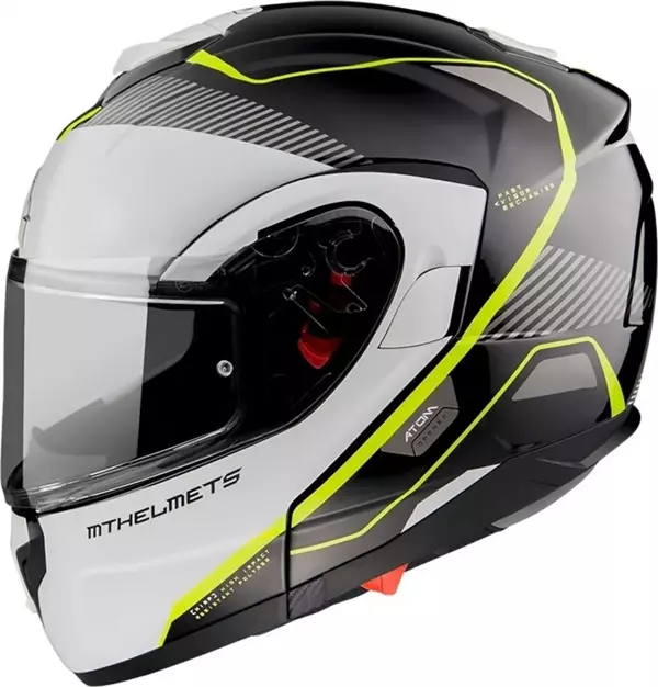 Mt Çene Açılır Kask Atom Sv B3 Neon Sarı Beyaz - Image 1