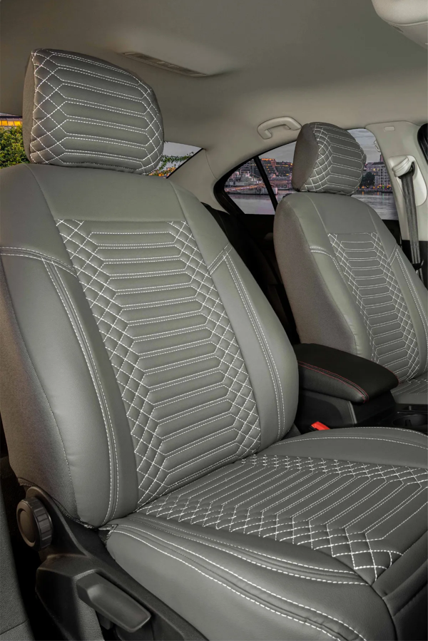Volvo XC60 Yeni Lüx Deri Oto Koltuk Kılıfı Ön Arka Takım Set Exclusive FÜME - Image 1