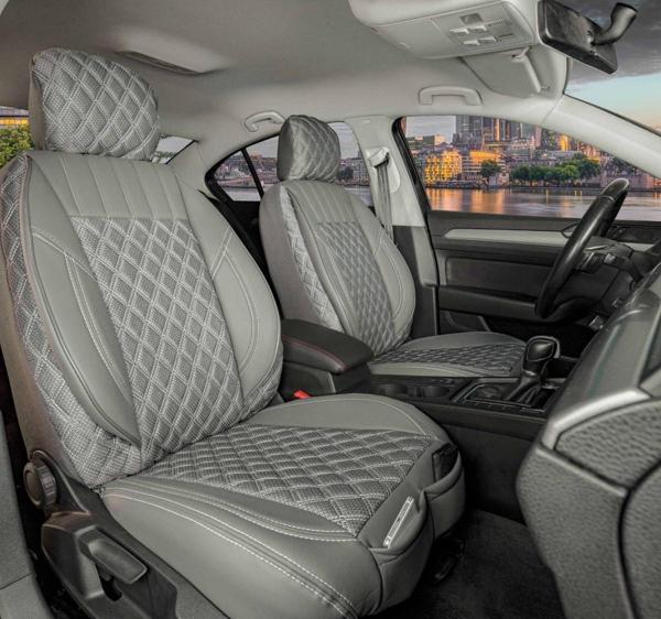 Toyota CH-R Lüx Yarı Deri Oto Koltuk Kılıfı Ön Arka Takım İstanbul Serisi FÜME - Image 1