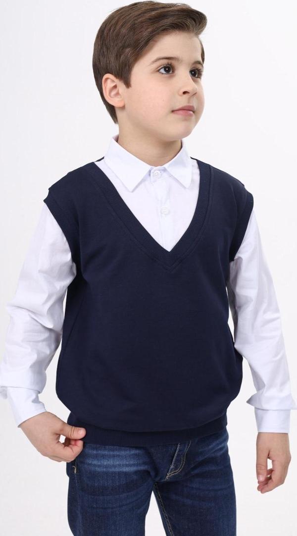 Toontoy Erkek Çocuk Süveterli Okul Gömlek - Image 1