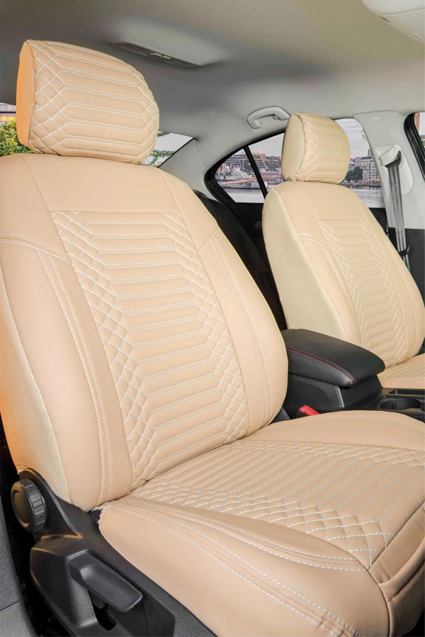 Volkswagen Tiguan Lüx Deri Oto Koltuk Kılıfı Ön Arka Takım Set Exclusive BEJ - Image 1