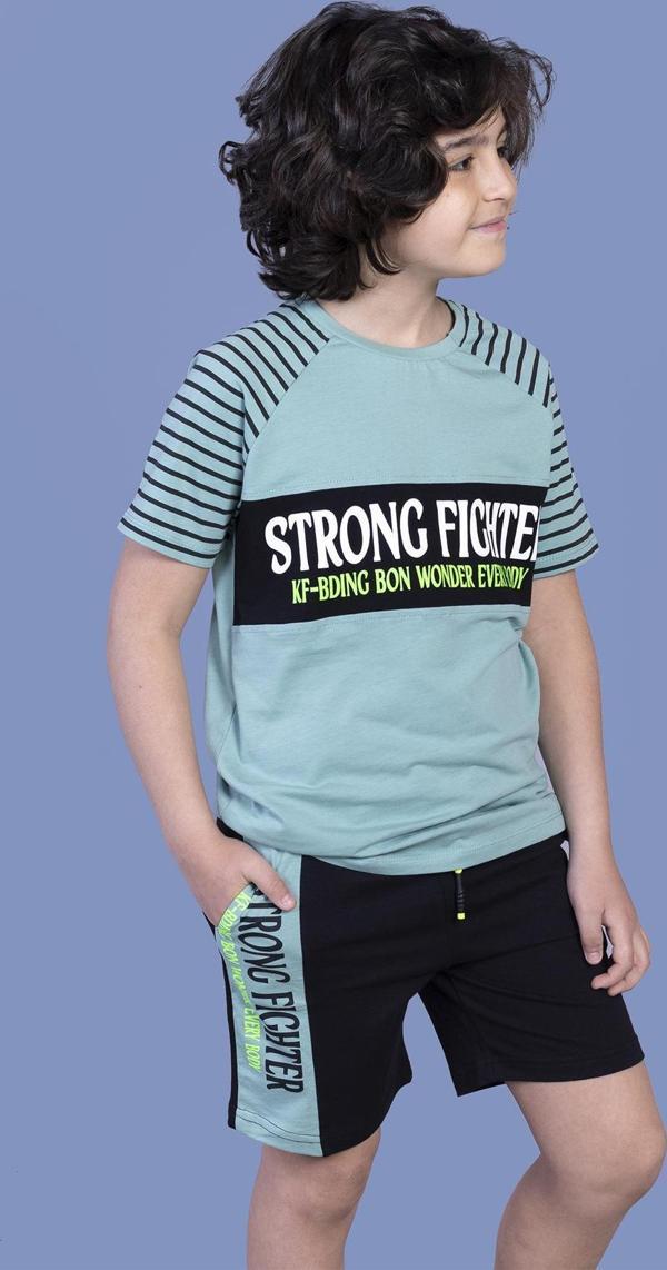 Toontoy Erkek Çocuk Garni Detaylı Baskılı Şortlu Takım - Image 1